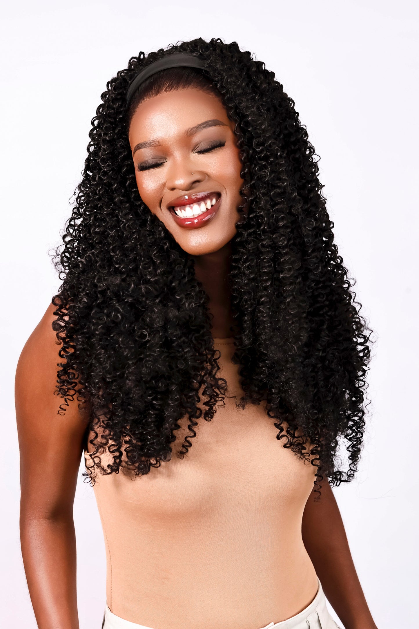 20"Curly Blended Headband Wig