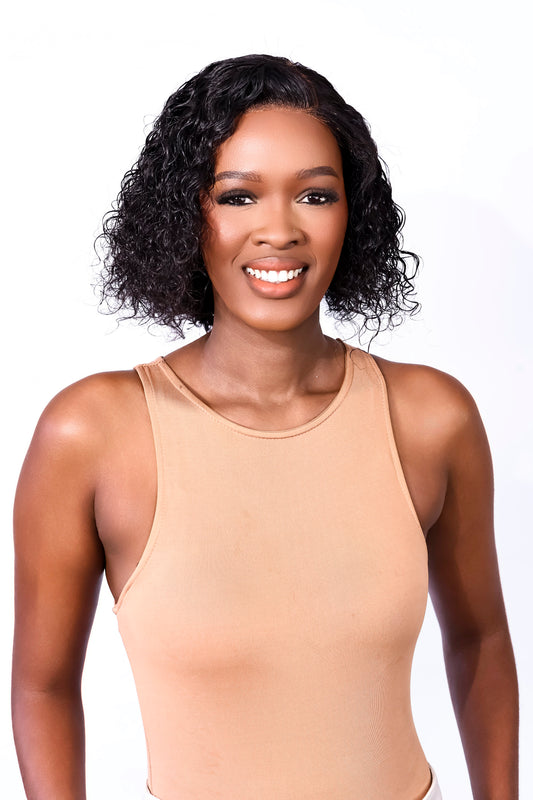10 inch deep wave bob wig