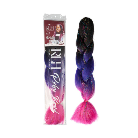 Kiddies Pink Glitter Braids Pre Stretched Ombre Fibre